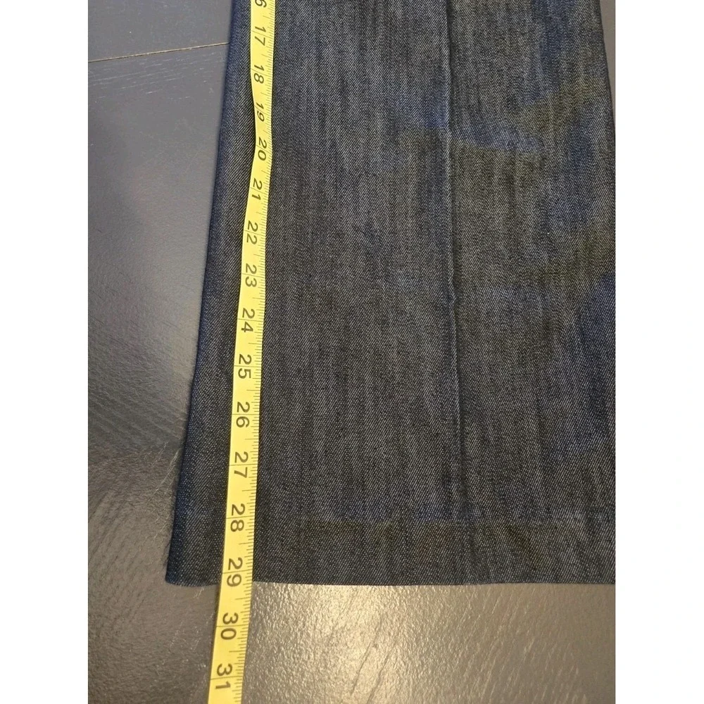 Chico's Platinum Women's Blue‎ Dress Pants Denim Straight Leg Flat Front Pockets